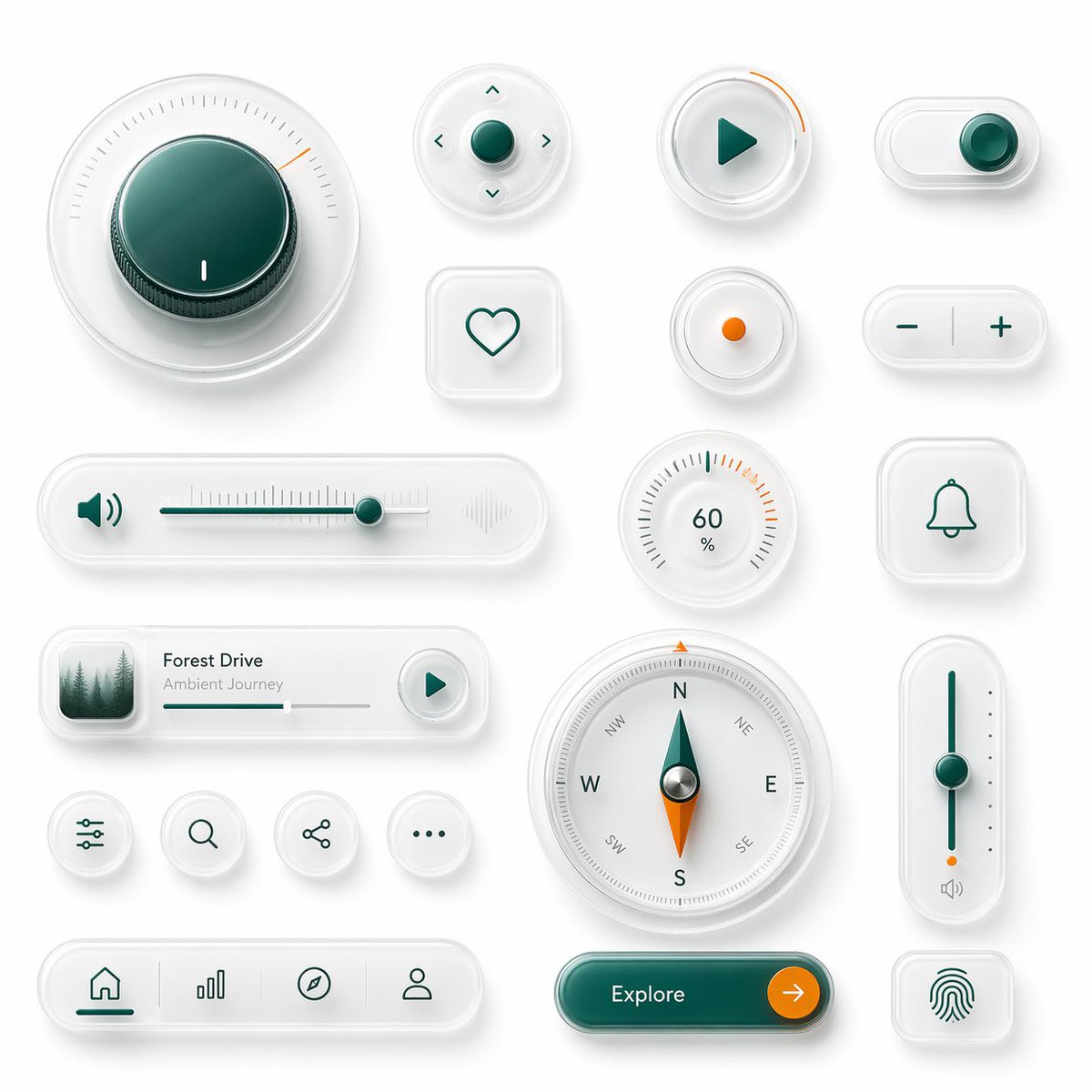 Glassmorphism UI Component Kit