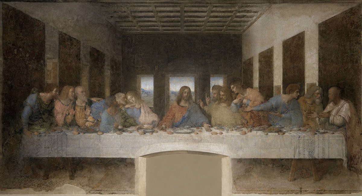 Clean Photo of The Last Supper Fresco reference image 1