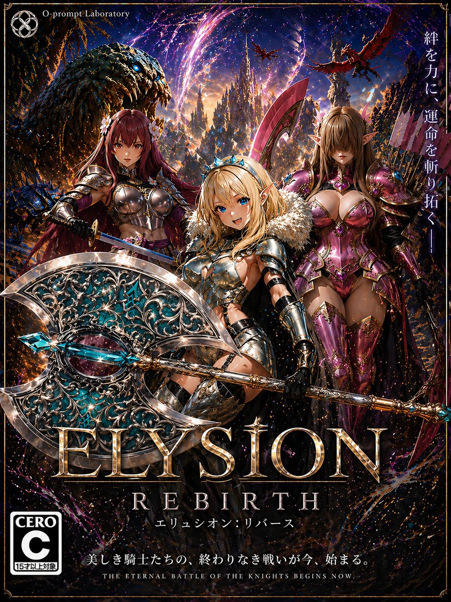 Fantasy RPG Game Cover with Three Knight Women