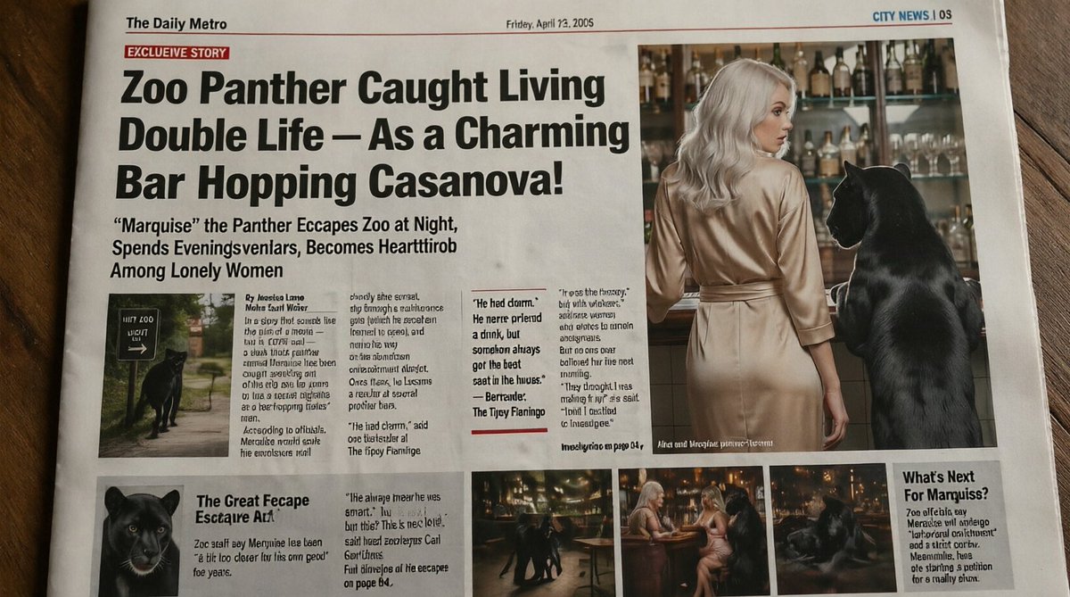 Absurd Tabloid Panther Newspaper Front Page