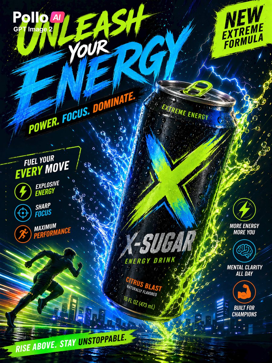 Neon Energy Drink Sports Poster