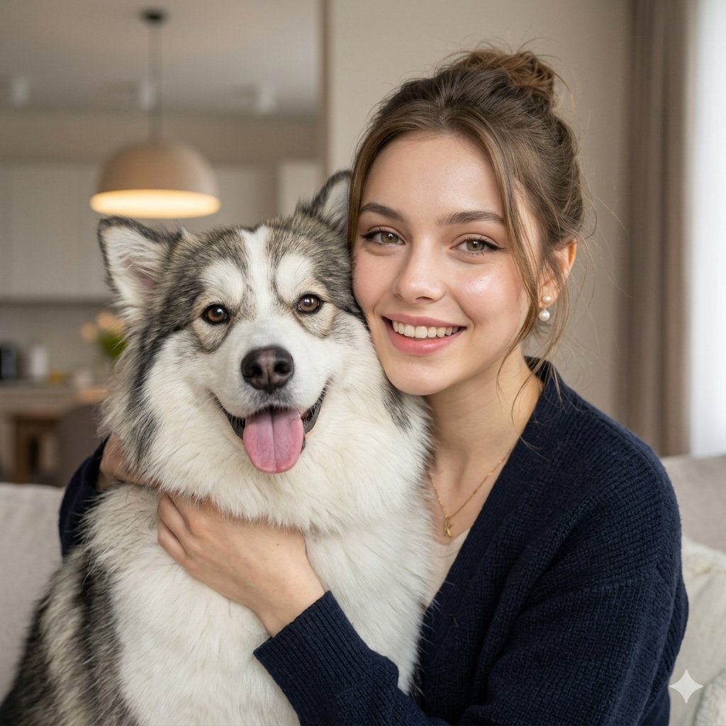 Sample output image for Candid Indoor Portrait with Pet