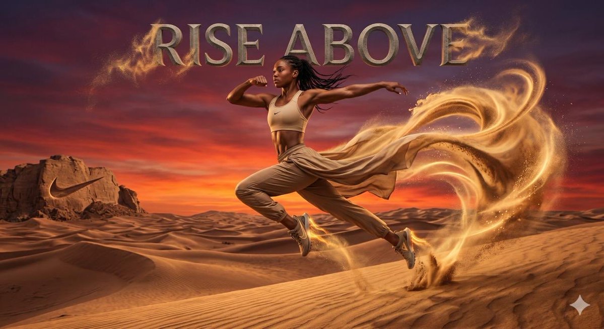 Sample output image for Surreal desert athletic campaign
