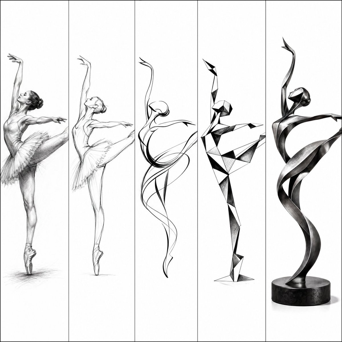 Comic / Storyboard - Artistic Progression Ballerina Sculpture generated image example
