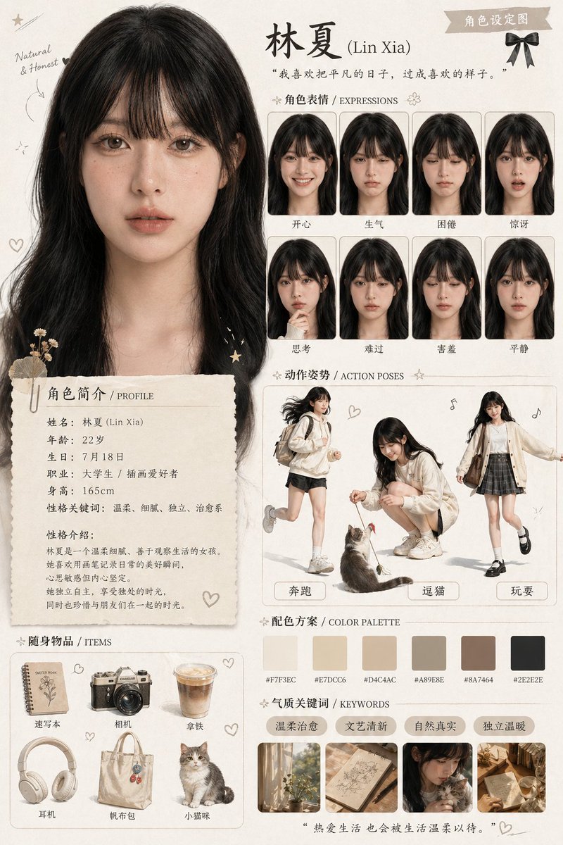 Comic / Storyboard - Character Asset Design Card generated image example