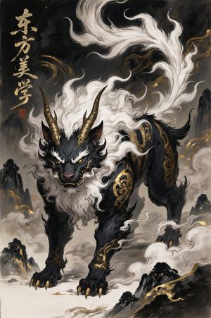 Oriental Mythical Beast Suanni Poster