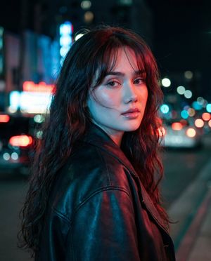 Neon Night Shoulder-Look Portrait