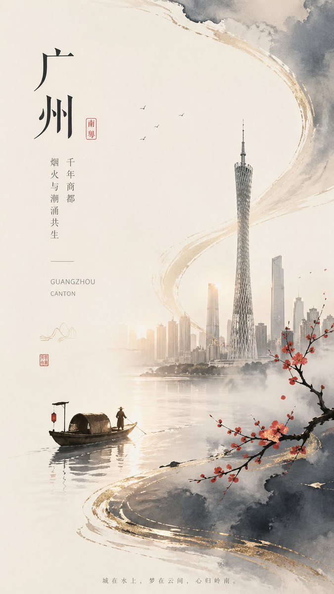 Guangzhou Ink-Wash City Poster