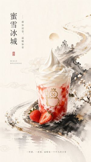 New Chinese Style Ice Cream Drink Poster