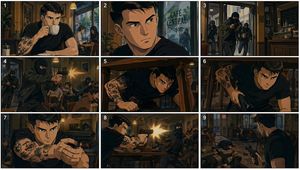 90s Anime Cafe Shootout Storyboard