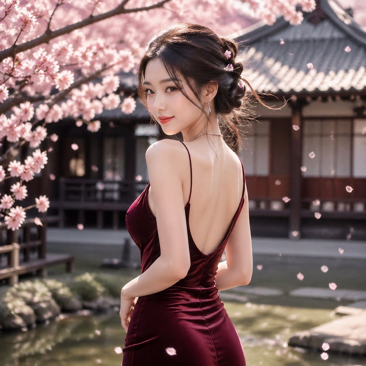 Profile / Avatar - Cherry Blossom Garden Evening Portrait generated image example
