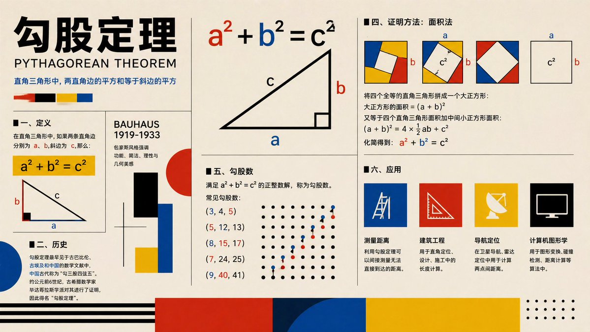 Infographic / Edu Visual - Bauhaus Pythagorean Theorem Poster generated image example