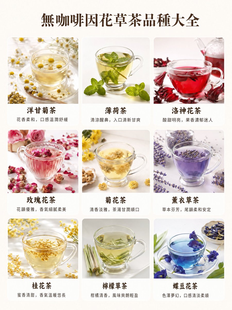 Infographic / Edu Visual - Caffeine-Free Herbal Tea Chart generated image example