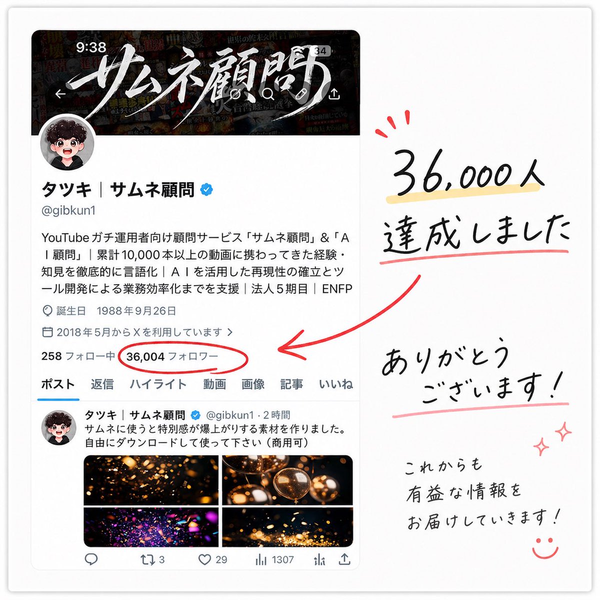 Japanese Follower Milestone Thank-You Graphic