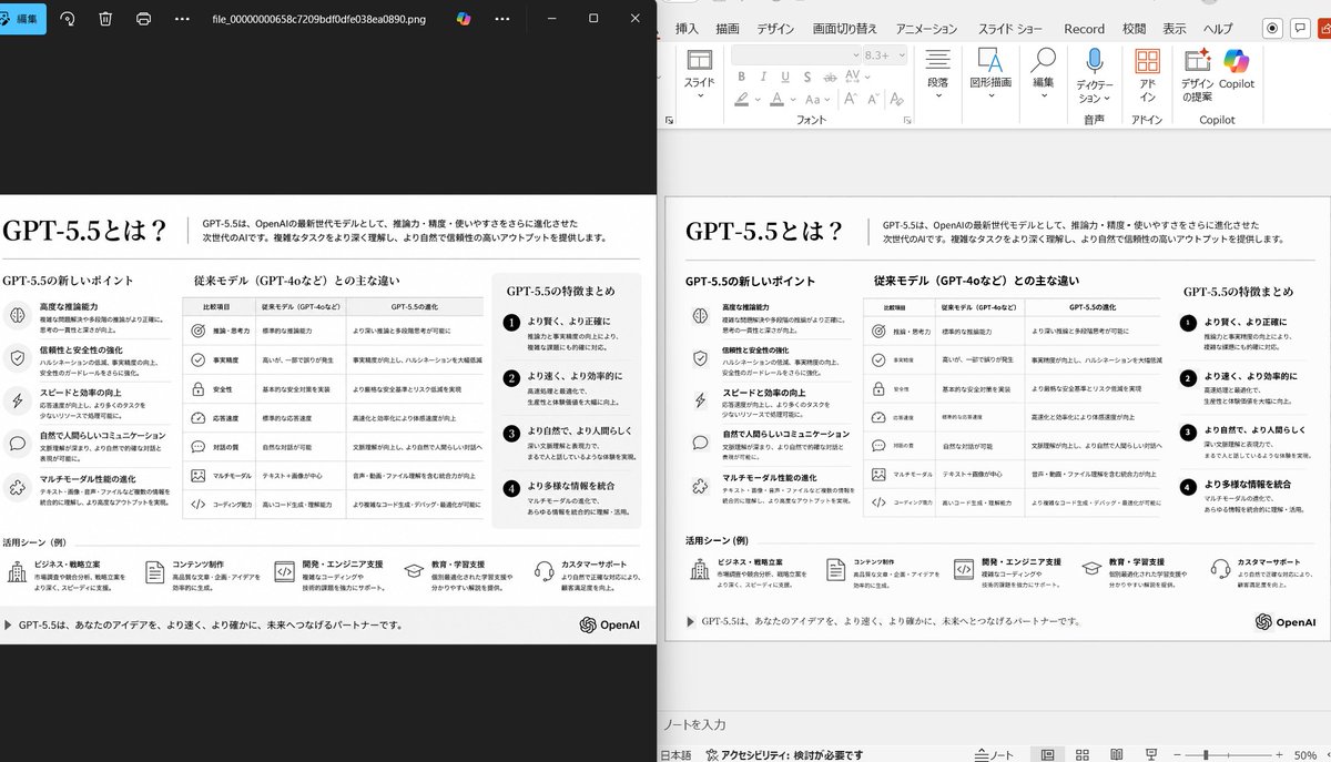 Infographic / Edu Visual - Side-by-Side PPT Reconstruction Demo generated image example