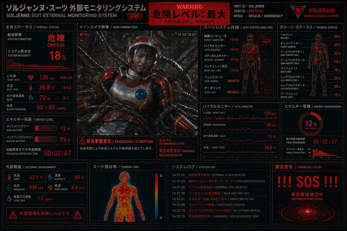 Critical Rescue Suit Monitoring HUD