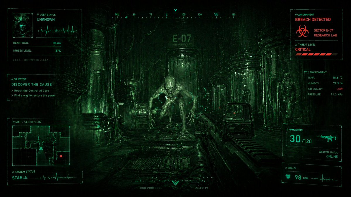 Sci-Fi Horror FPS HUD Lab Breach