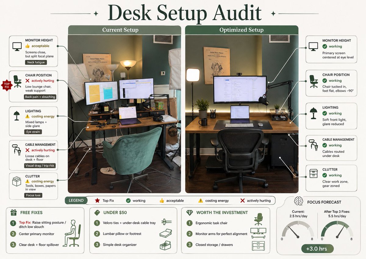 Infographic / Edu Visual - Desk Setup Audit Infographic generated image example