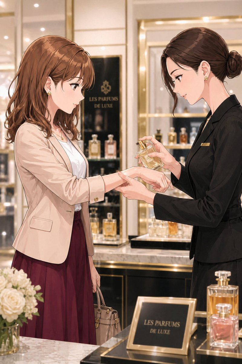 Luxury Perfume Counter Office Lady Scene