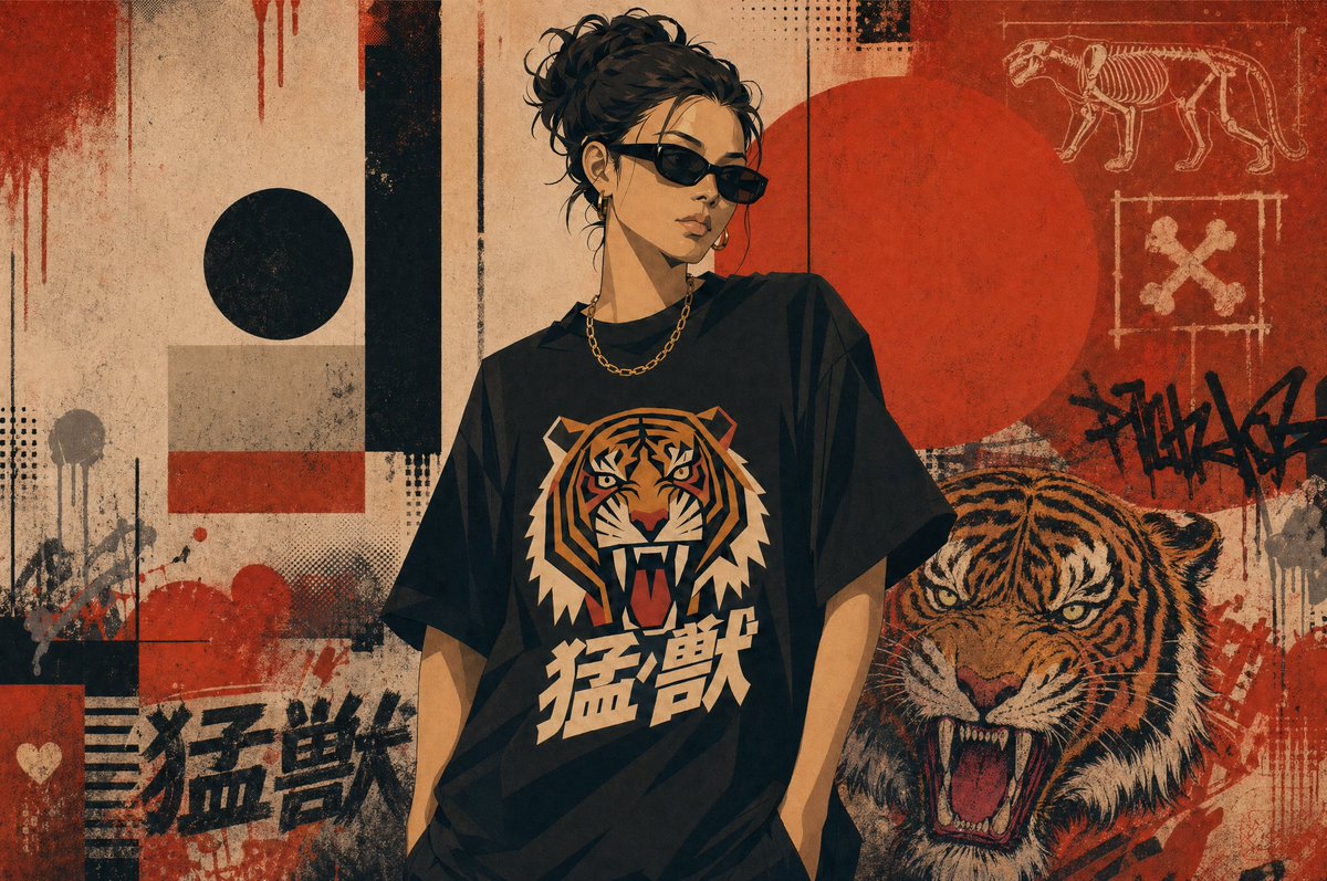 Product Marketing - Grunge Tiger Streetwear Poster generated image example