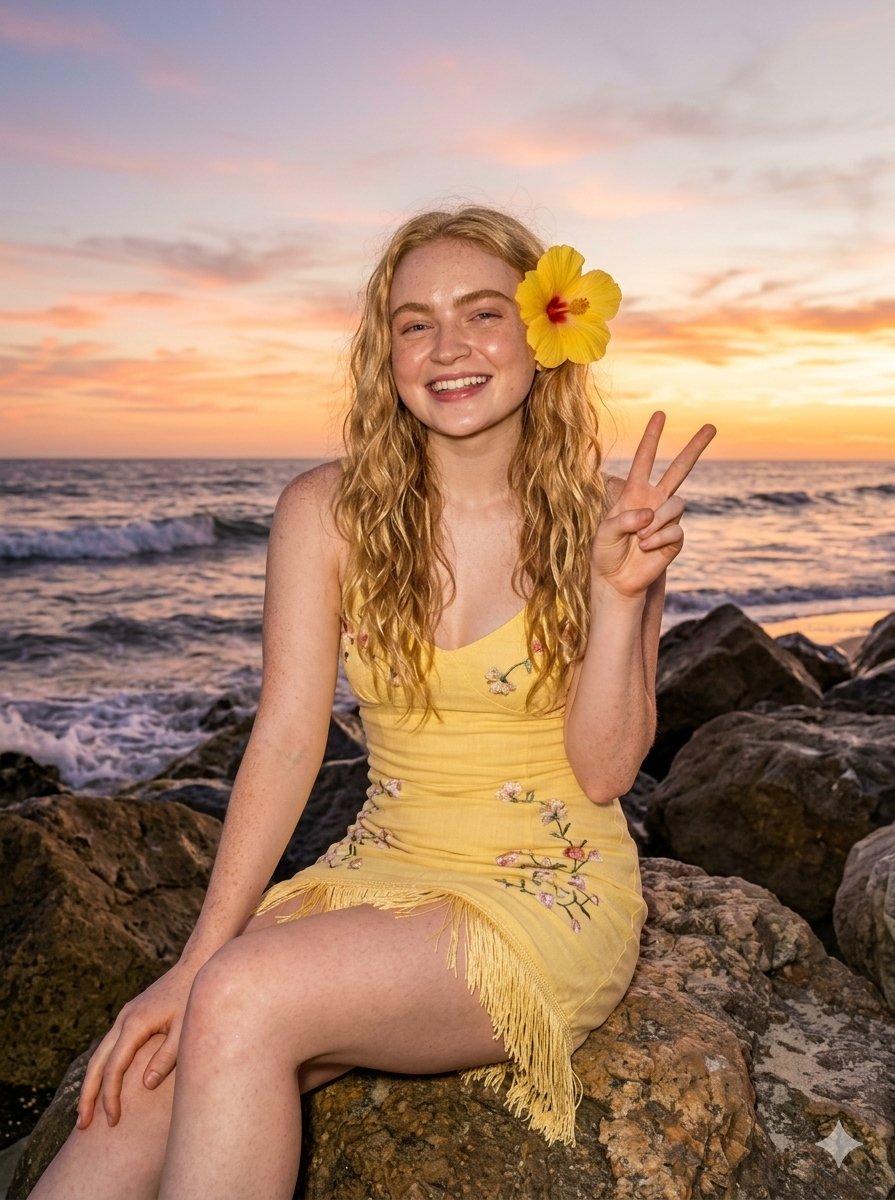 Sample output image for Tropical Beach Sunset Fashion