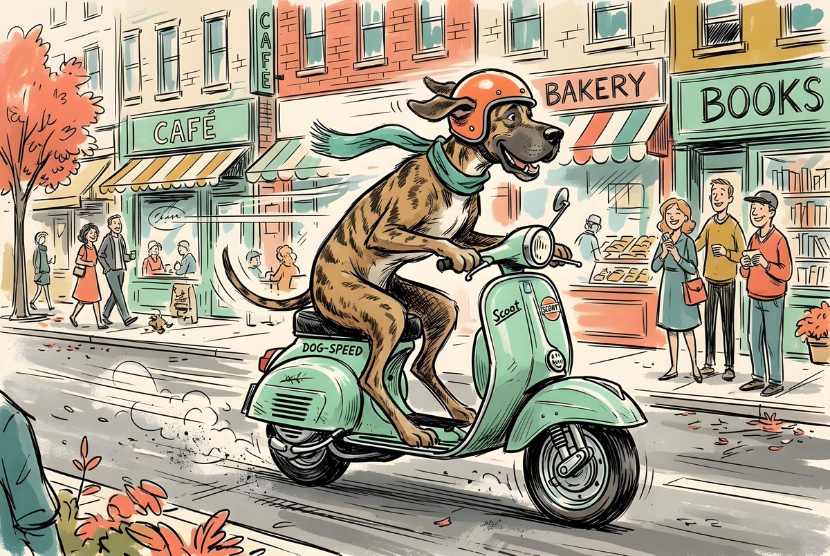 Sample output image for Sketchy Illustration of Dog on Scooter