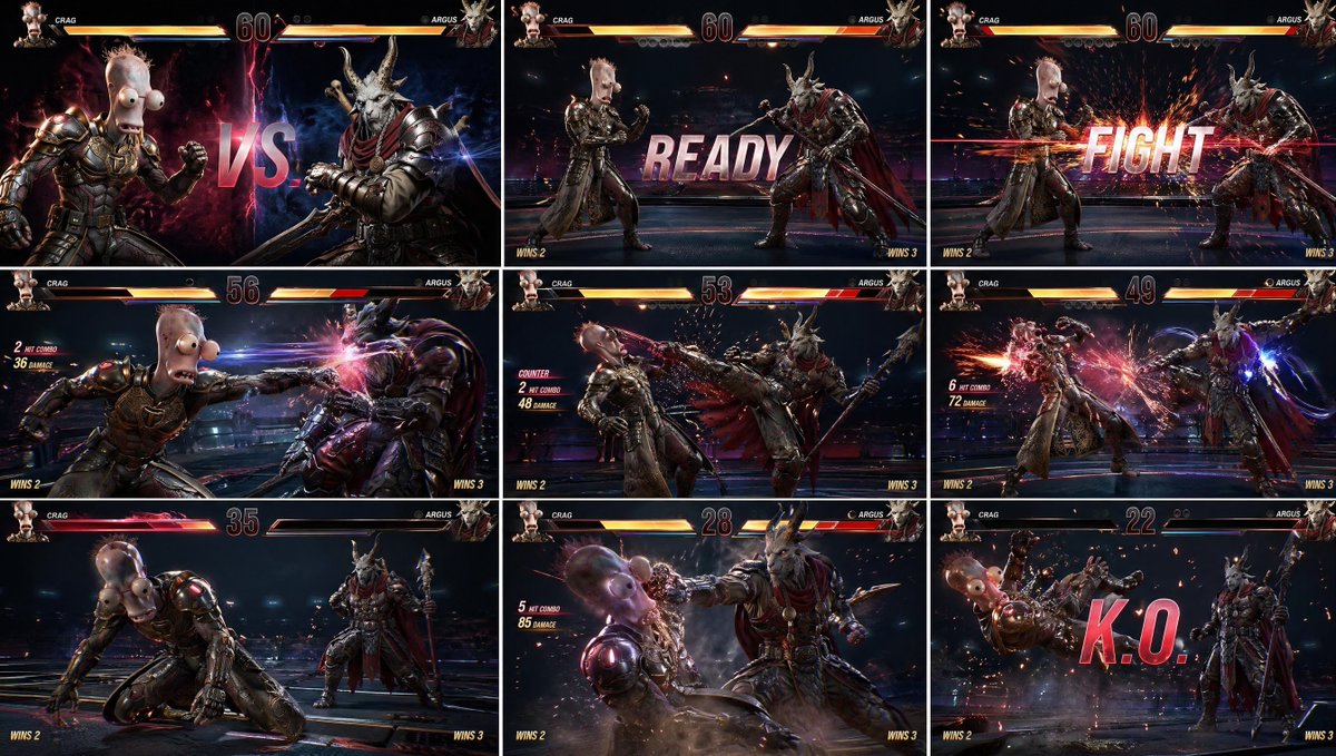 Comic / Storyboard - AAA Fighting Game Storyboard Grid generated image example