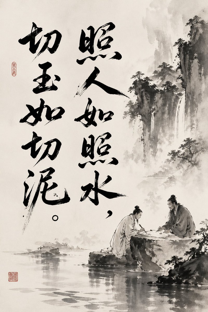 Chinese Ink Painting with Calligraphy