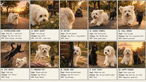 10-Panel Dog and Cat Park Storyboard