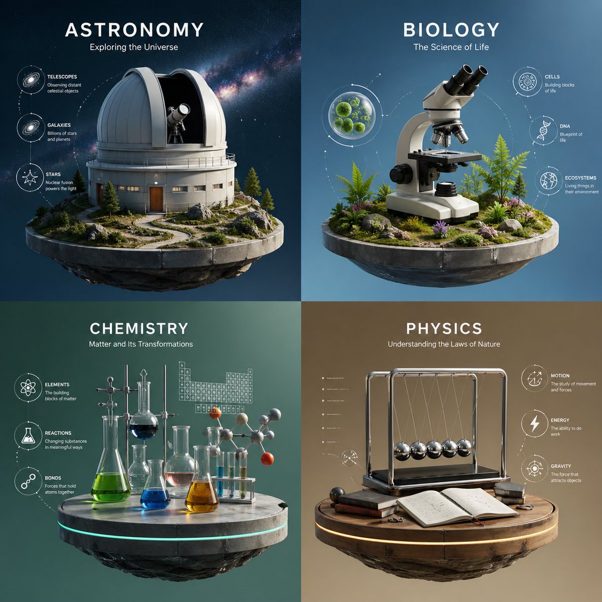 Infographic / Edu Visual - Four-Panel Science Concept Poster - Image 1