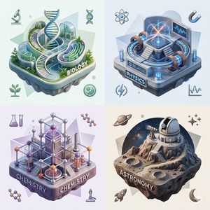 Isometric Science Concept Diorama Grid