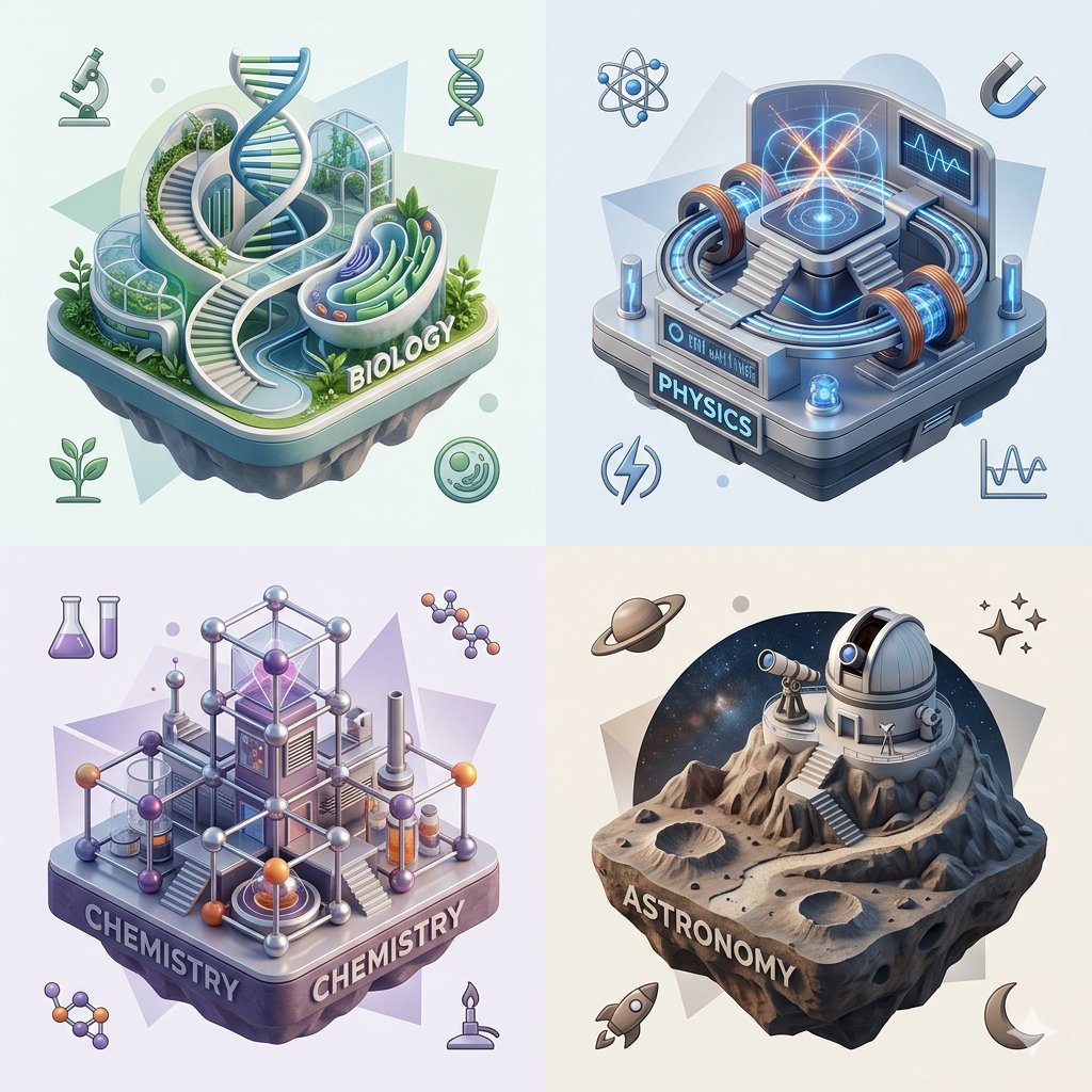 Infographic / Edu Visual - Isometric Science Concept Diorama Grid generated image example