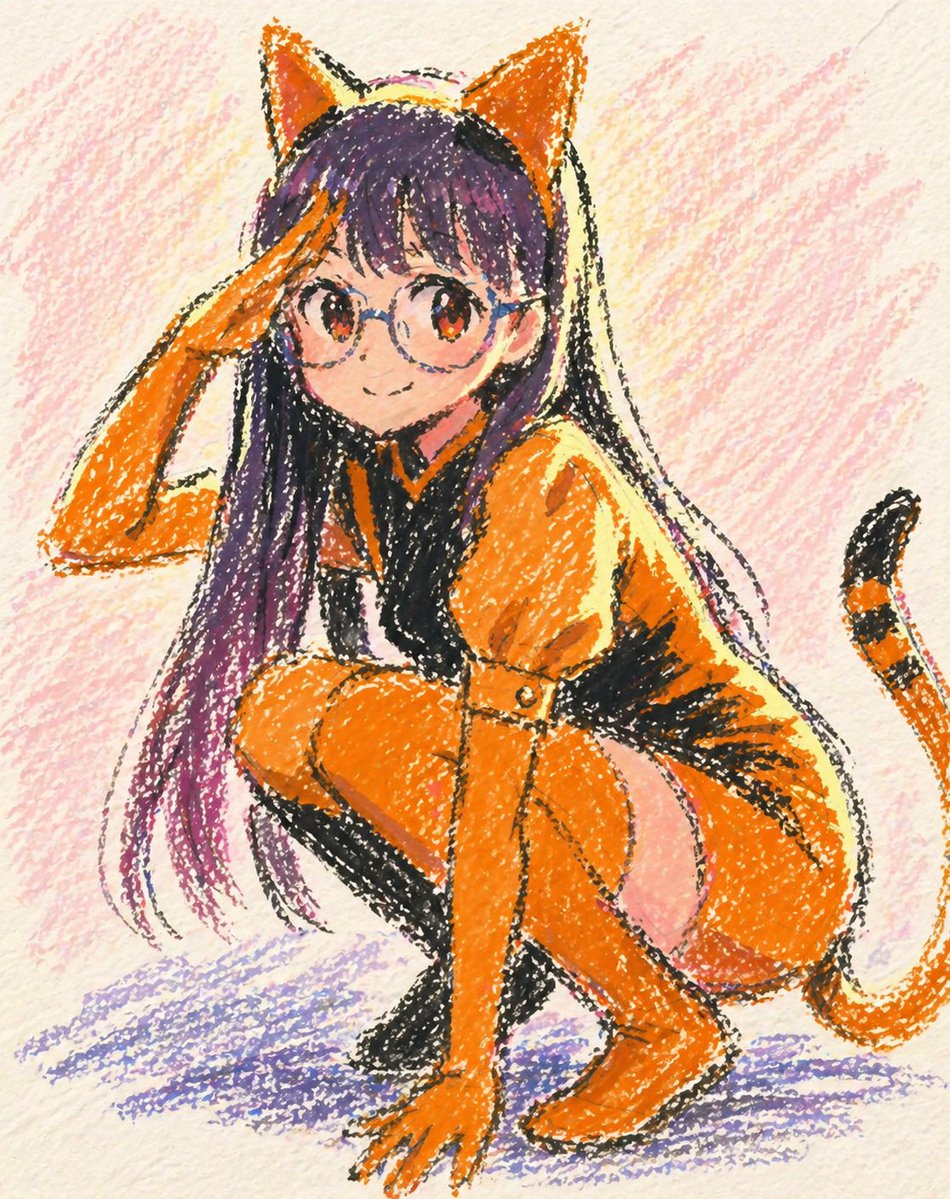 Profile / Avatar - Oil Pastel Anime Catgirl - Image 1