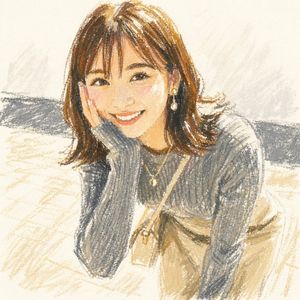 Cute Oil Pastel Woman Portrait