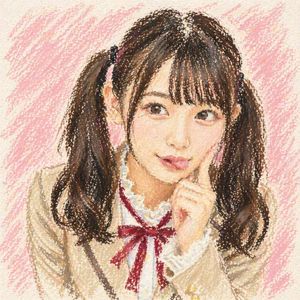 Cute Oil Pastel Schoolgirl Portrait
