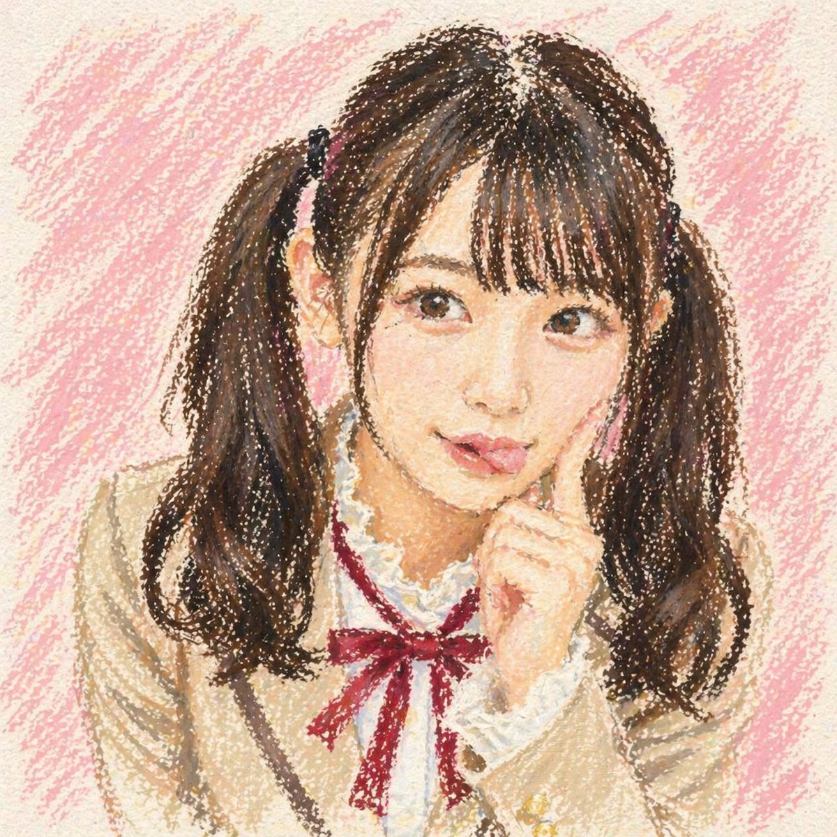 Profile / Avatar - Cute Oil Pastel Schoolgirl Portrait generated image example