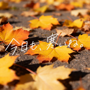 Autumn Leaves with Handwritten Japanese Text