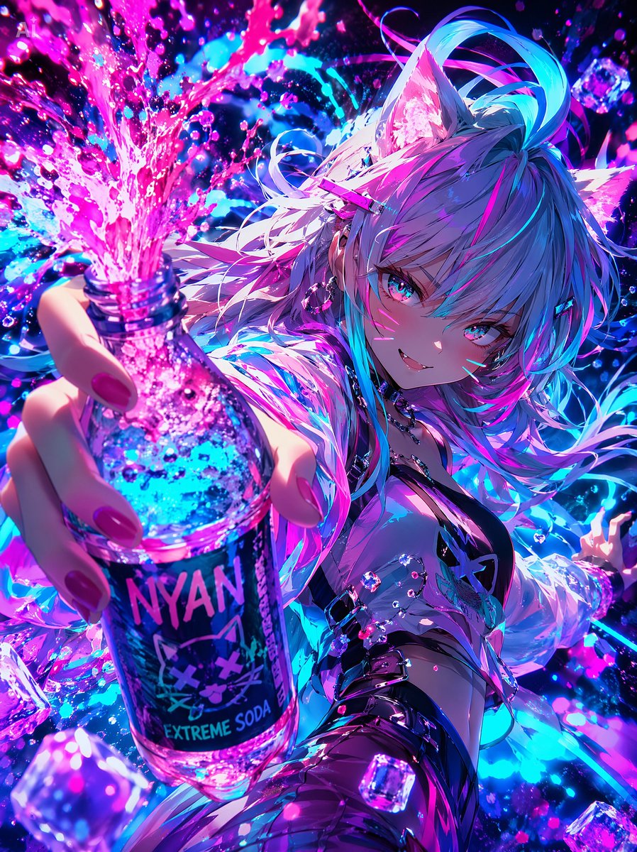 Product Marketing - Neon Catgirl Soda Splash - Image 1