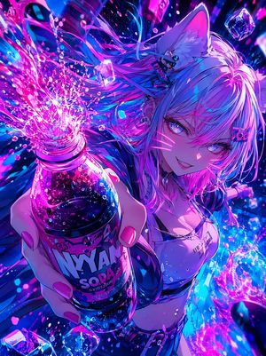 Neon Catgirl Soda Ad