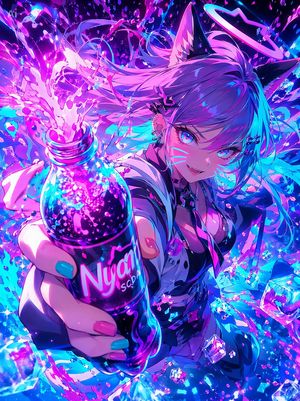 Neon Catgirl Soda Burst