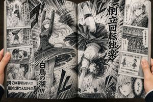 Open Manga Spread of Skirt Battle