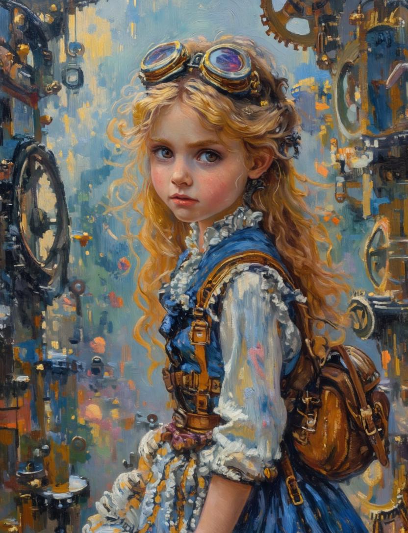 Painterly Steampunk Girl Portrait