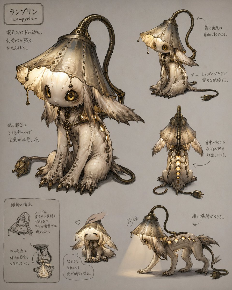 Lamp-Creature Concept Art Sheet