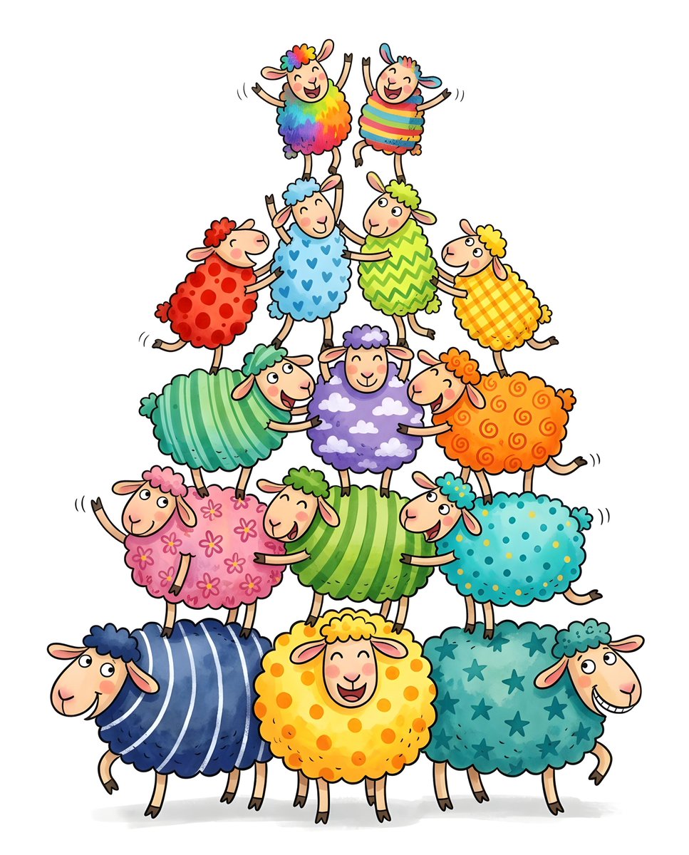 Sample output image for Whimsical Sheep Pyramid Illustration