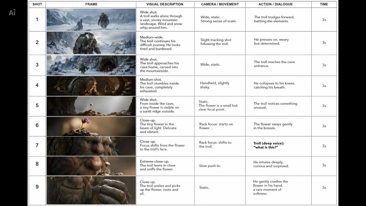 Comic / Storyboard - Cinematic Storyboard: The Mountain Troll - Image 1