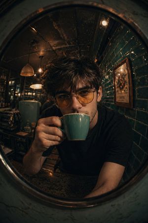 Retro Café Fish-eye Lens Portrait