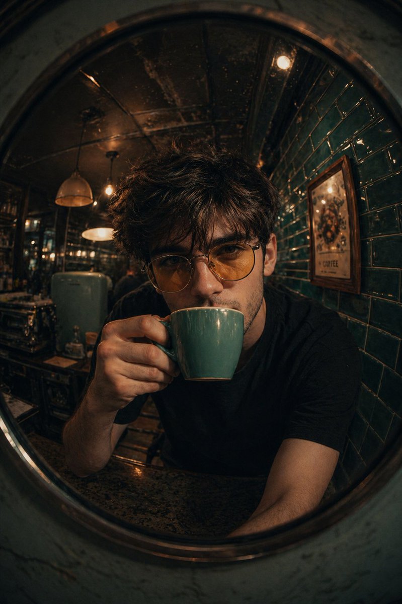 Retro Café Fish-eye Lens Portrait