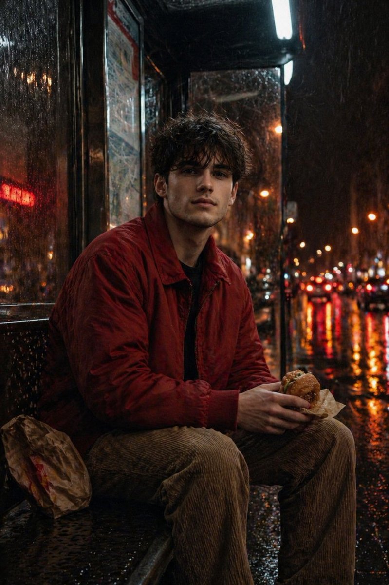 Social Media Post - Atmospheric Nighttime Rainy Portrait - Image 1