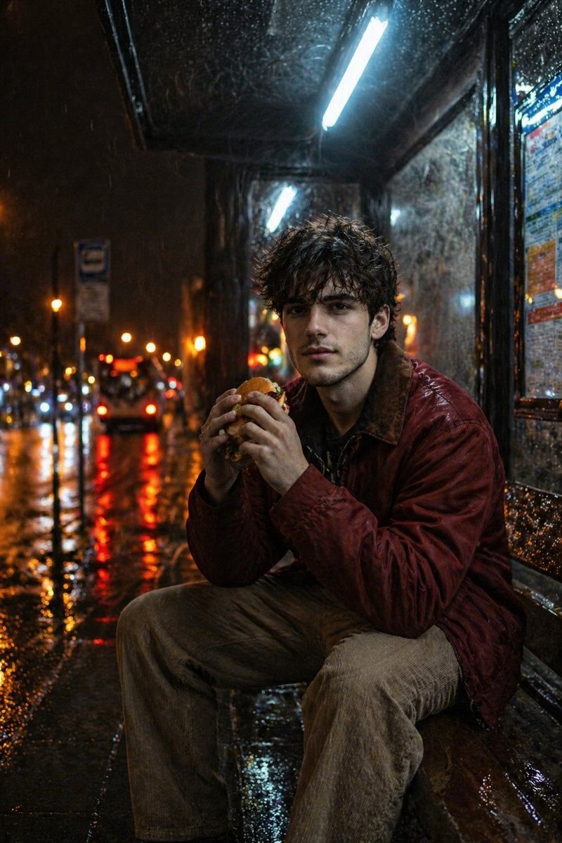 Social Media Post - Atmospheric Nighttime Rainy Portrait - Image 2