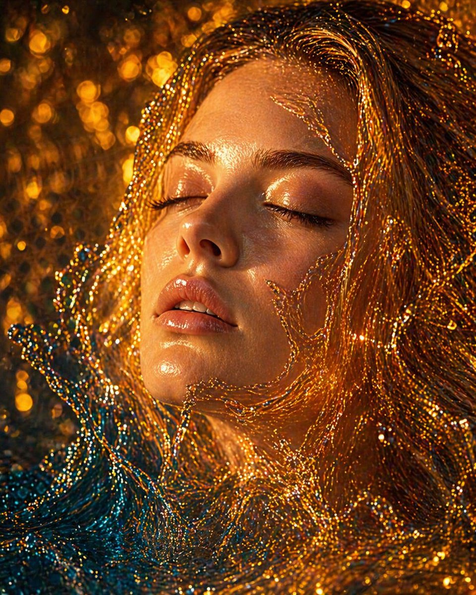 Surreal Molten Gold Liquid Portrait example 3